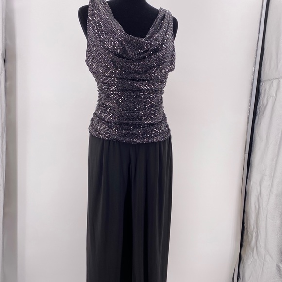 R&M Richards Black Sparkle Jumpsuit Pants - Picture 1 of 12